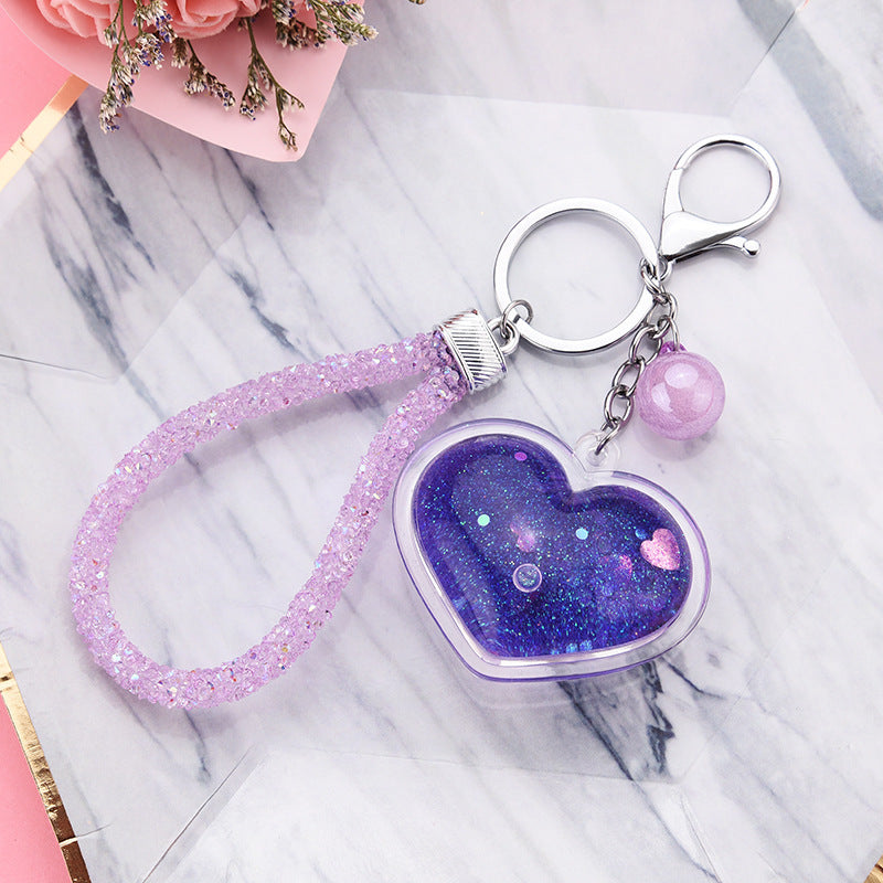 Acrylic Oil-filled Creative Heart Keychain Pendant