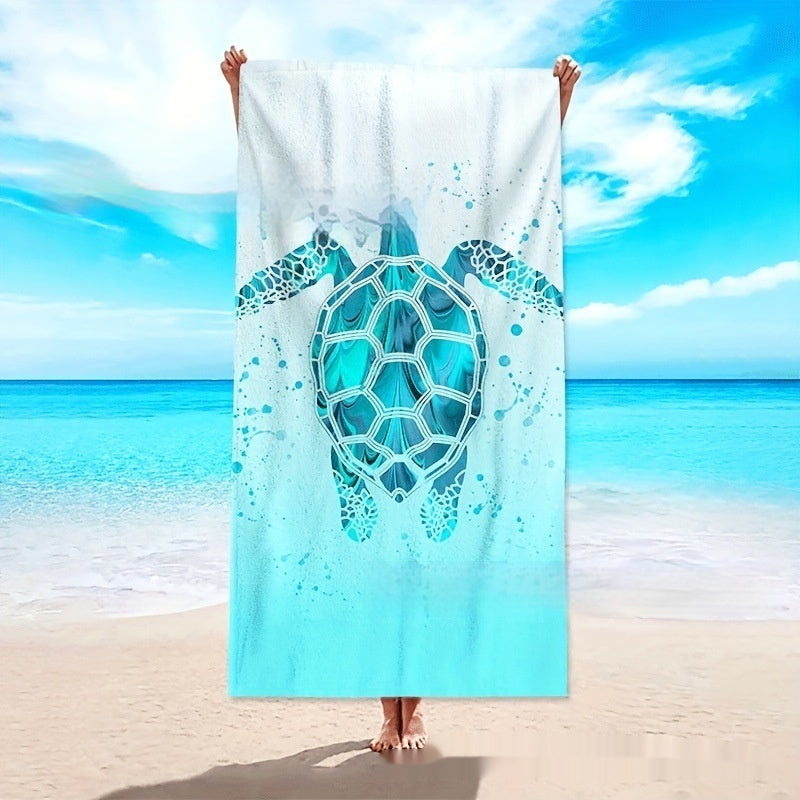 Turtle Pattern Cross-border Hot Sale Marine Life Dolphin Conch Blue Tropical Fish Beach Towel