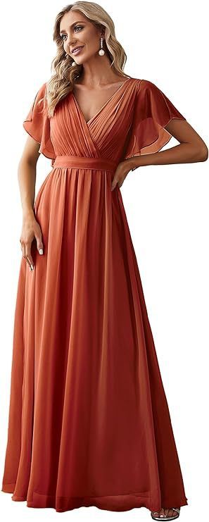 Mesh Solid Color Evening Dress