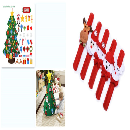 Árbol de Navidad de fieltro para bricolaje, regalo de Año Nuevo para niños pequeños, juguetes hechos a mano, adornos para colgar en la pared de la puerta, juego de decoración para fiestas navideñas y hogar