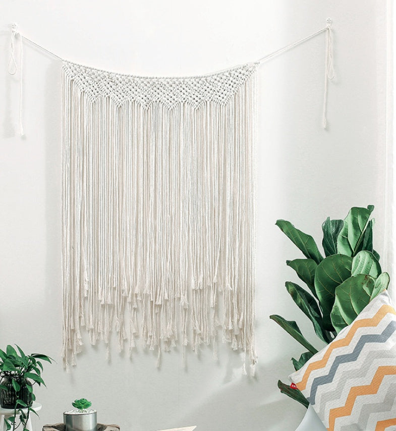 Tapiz geométrico de macramé para colgar en la pared, hecho a mano, estilo bohemio y elegante, para habitación de bebé, hermoso accesorio decorativo para el hogar y el apartamento