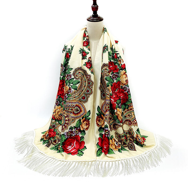 Printed Tassel Long Scarf Travel Ethnic Style Shawl