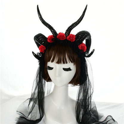 Simulation Horn Lace Dark Witch Horn Witch Cos Horn Headband