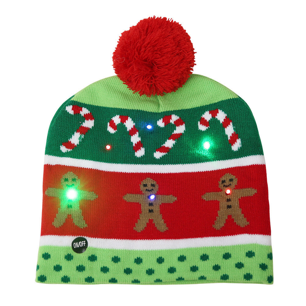 Gorro navideño de punto con luces LED