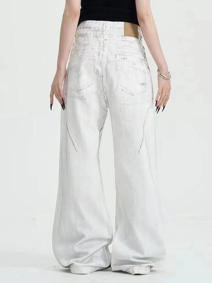 Pantalones blancos sucios Pantalones de traje de trapeador