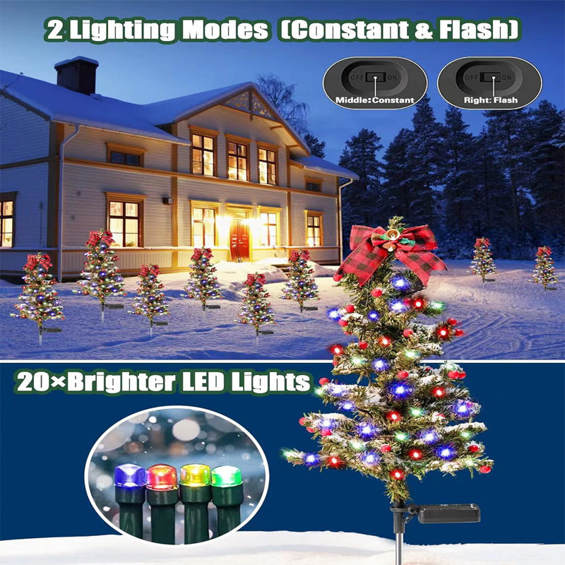 Waterproof Outdoor Christmas Decorations Solar Christmas Tree 2 Modes Yard Stake Christmas Pathway Light For Garden Yard Decor