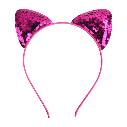 Quicksand Children's Cartoon Sweet Headband Hairpin Flip Scale Sequined Cat Ears Accessory