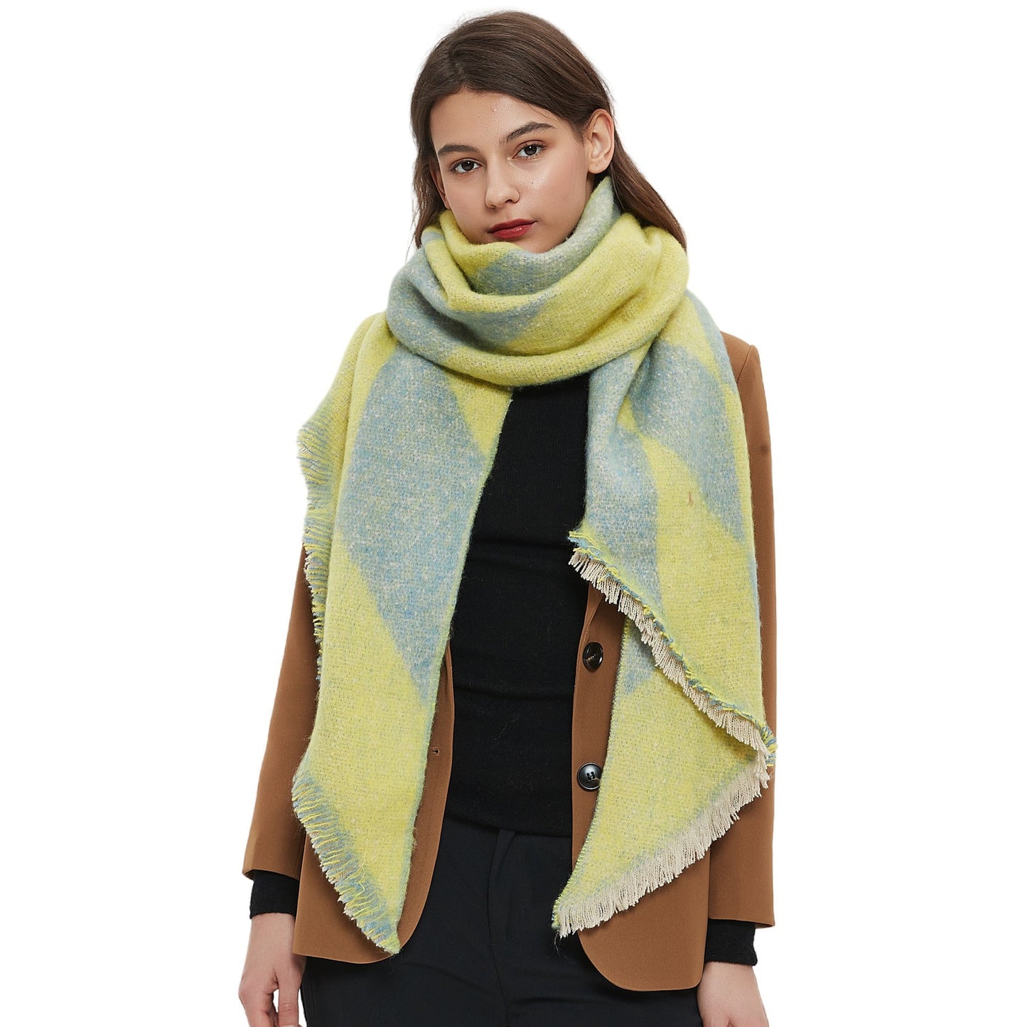 European And American Yarn Rhombus Twill Scarf