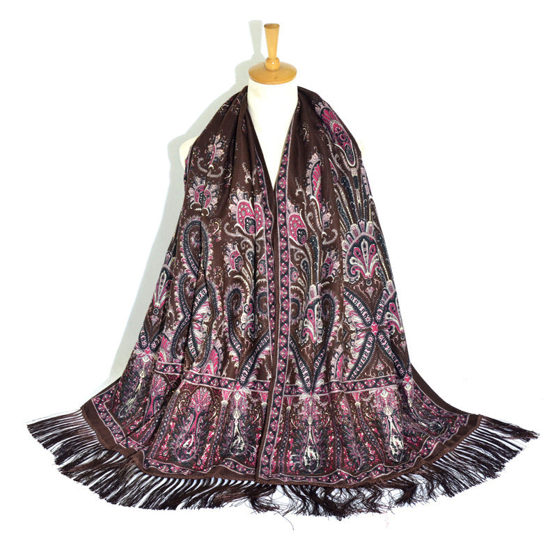 Printed Tassel Long Scarf Travel Ethnic Style Shawl