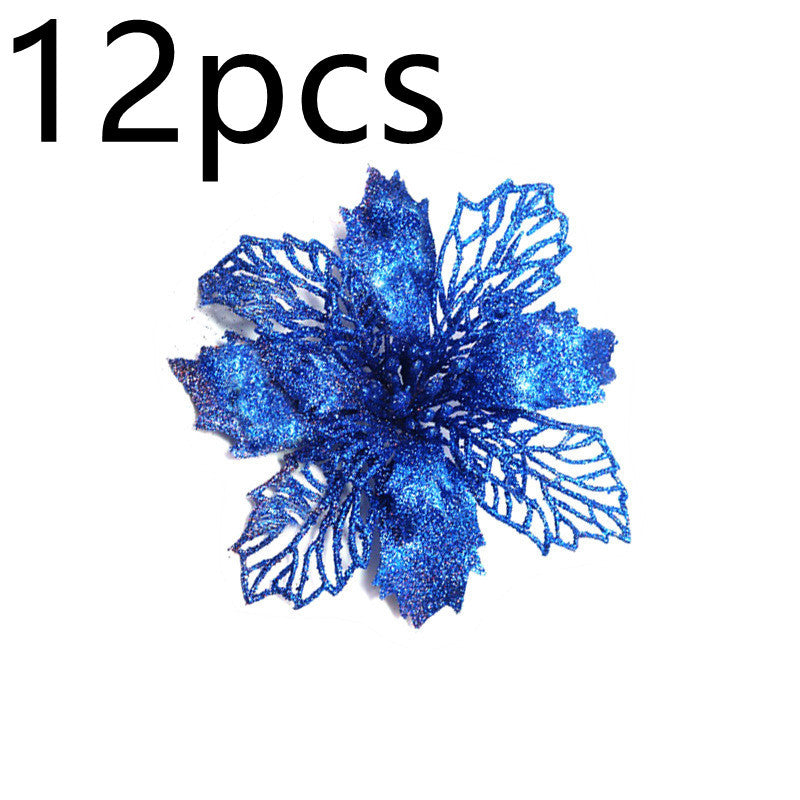 Glitter Artifical Christmas Flowers Christmas Tree Decorations For Home Fake Flowers Xmas Ornaments New Year Decor