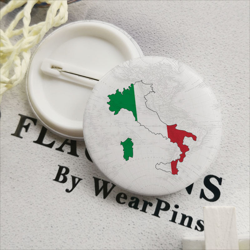 Italy Flag Map Rainbow Button Badge