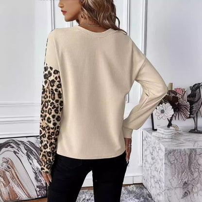 Personalized Leopard Print Pullover Long Sleeve Top