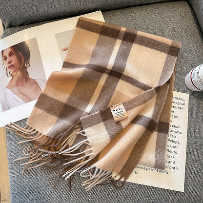 Pure Wool Plaid Scarf British Classic