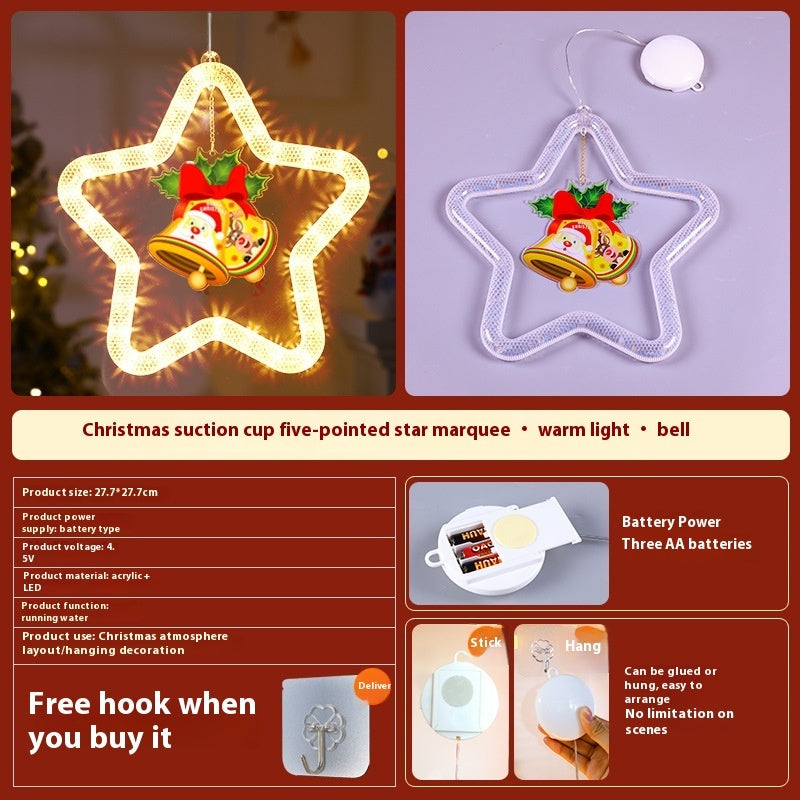 Decoración colgante navideña Ambiente navideño Luces LED Luz de estrella navideña LED Decoración para ventana Puerta para vacaciones