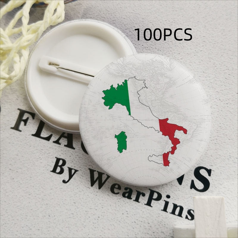 Italy Flag Map Rainbow Button Badge