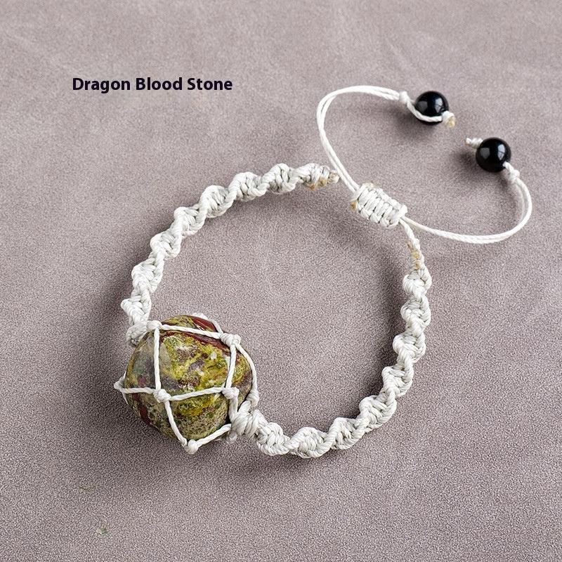 Natural Crystal Rolling Stone Mesh Bracelet