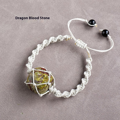 Natural Crystal Rolling Stone Mesh Bracelet