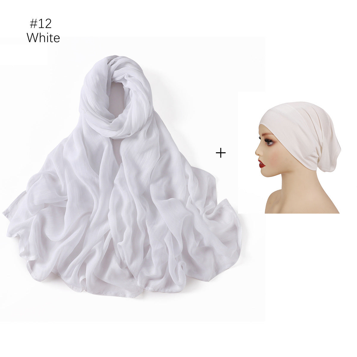 Large Size Scarf Bottoming Hood Same Color Wide Edge Smoke Pipe Cap Combination Set