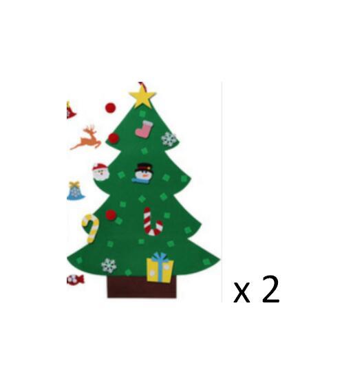 Árbol de Navidad de fieltro para bricolaje, regalo de Año Nuevo para niños pequeños, juguetes hechos a mano, adornos para colgar en la pared de la puerta, juego de decoración para fiestas navideñas y hogar