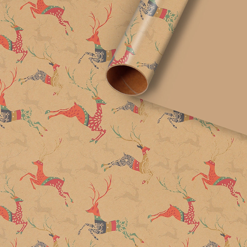 Kraft Paper Creative Gift Box Decorative Paper Santa Claus Snowman Snowflake Wrapping Paper