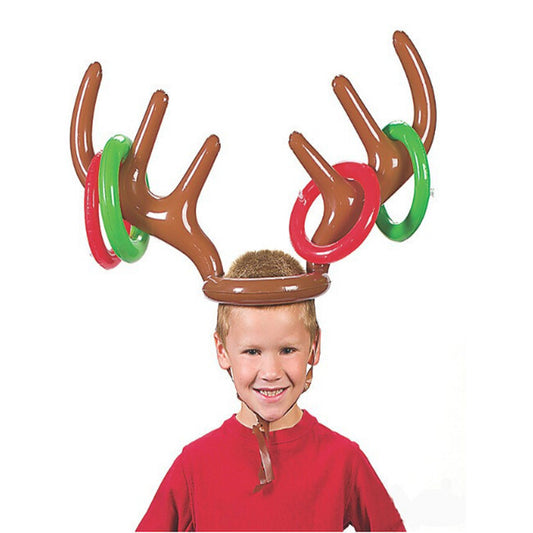 Christmas Game Inflatable Reindeer Antler Hat Ring Toss Christmas Gift