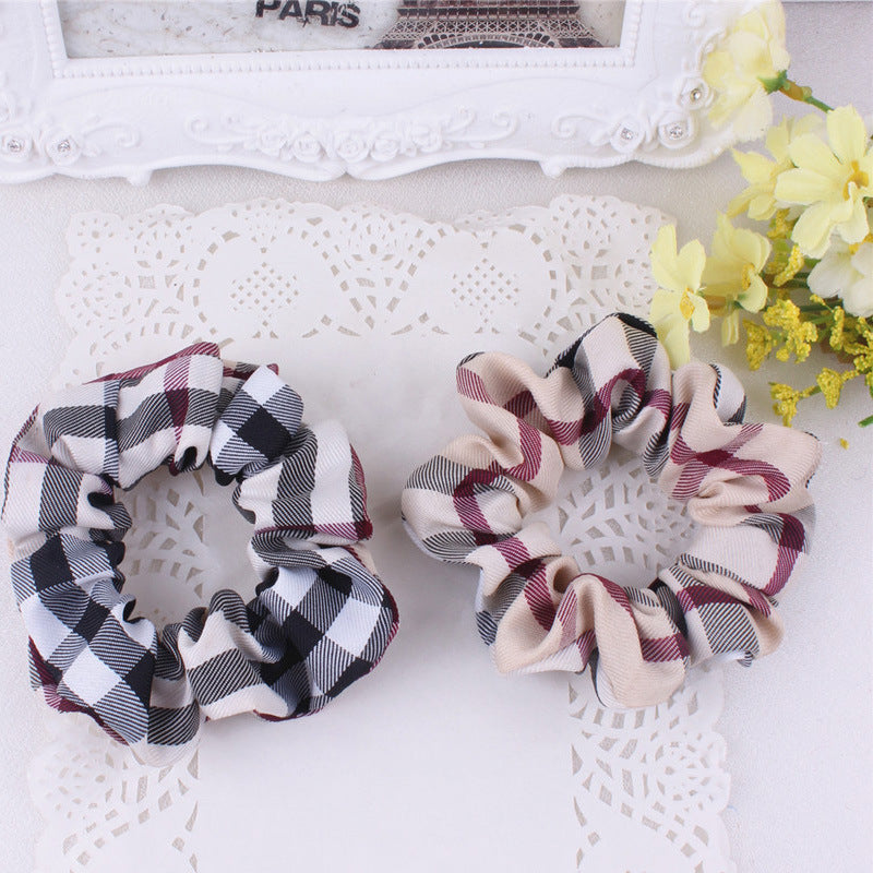 Plaid Fabric Thick Hair Band Updo Head Rope Headdress