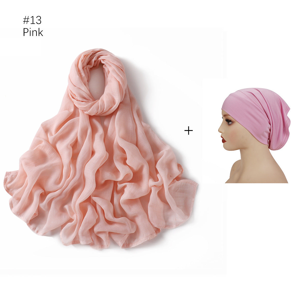 Large Size Scarf Bottoming Hood Same Color Wide Edge Smoke Pipe Cap Combination Set