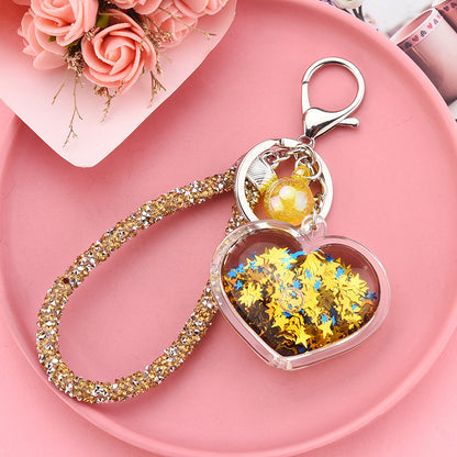 Acrylic Oil-filled Creative Heart Keychain Pendant