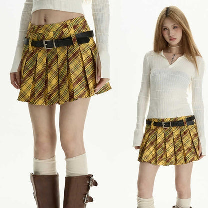 New High Waist Slimming Sweet Cool Girl Plaid Skirt For Women