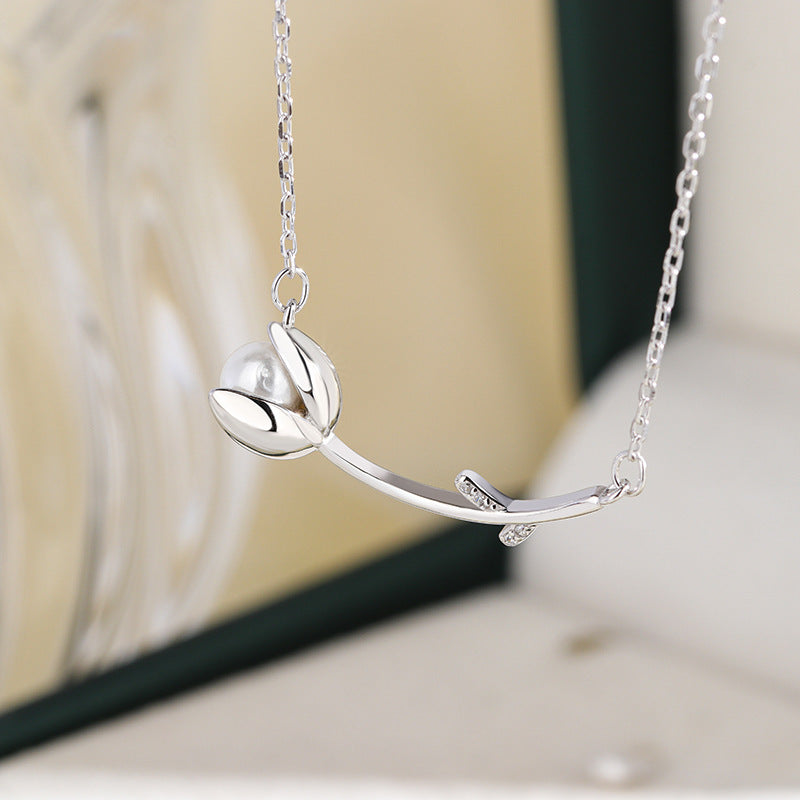 S925 Sterling Silver Carnation Necklace For Women