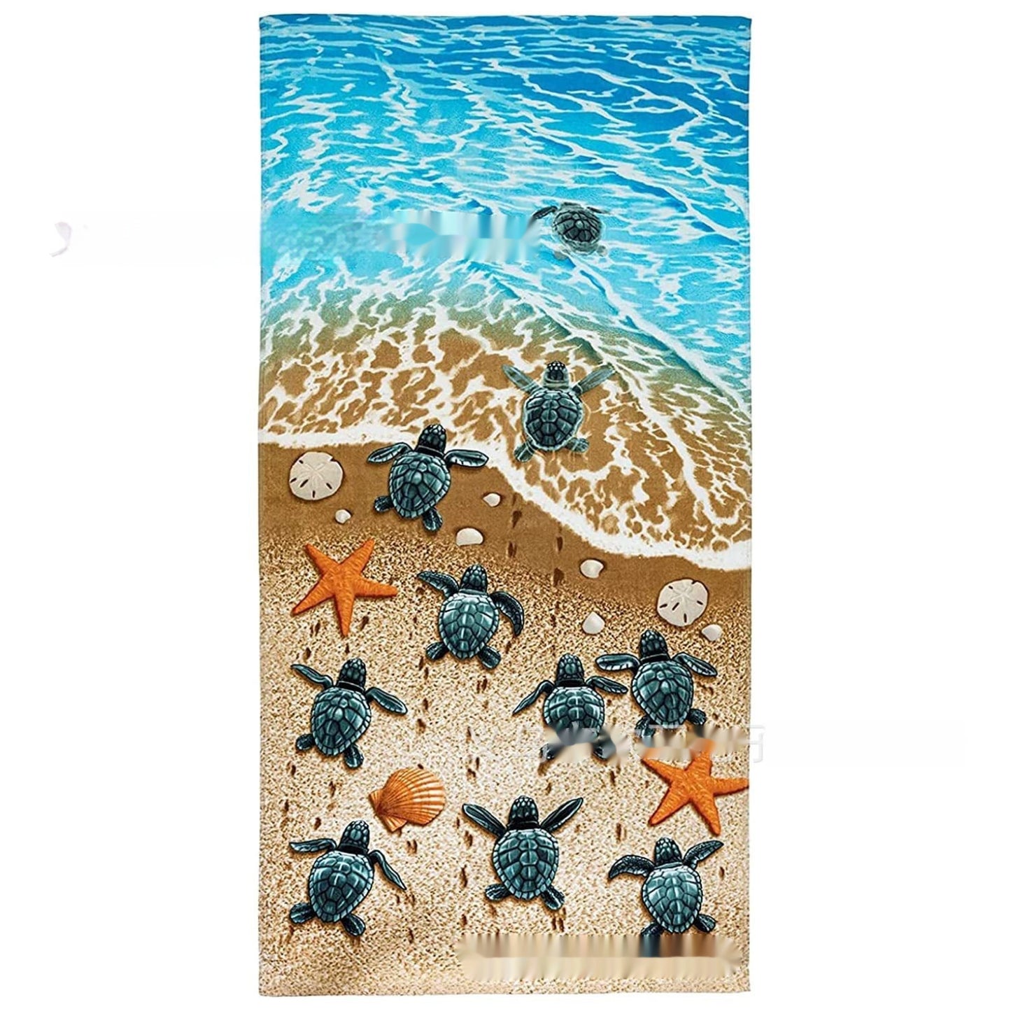 Turtle Pattern Cross-border Hot Sale Marine Life Dolphin Conch Blue Tropical Fish Beach Towel