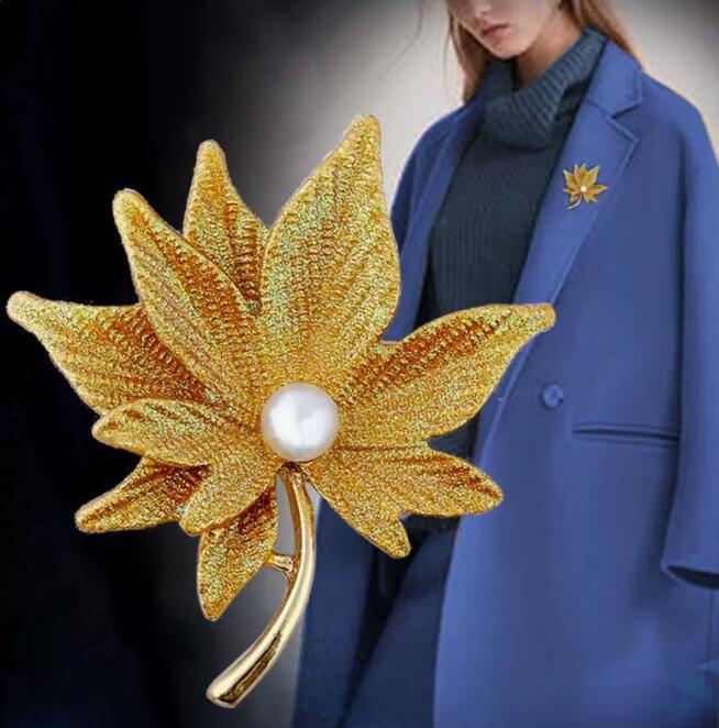 Broche de perlas de doble capa de moda para mujer