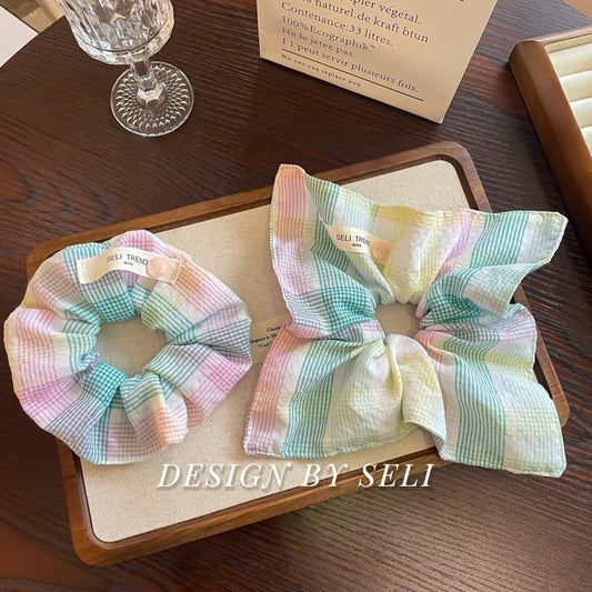 Colorful Plaid Square Scarf Korean Color Niche Headband Hair Accessories