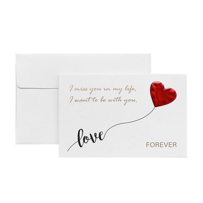 Solid Red Heart Greeting Card with Envelopes Romantic Letter I Love You Forever