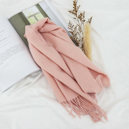 Solid Color High-grade Versatile Winter Thickened Wool Scarf For Women