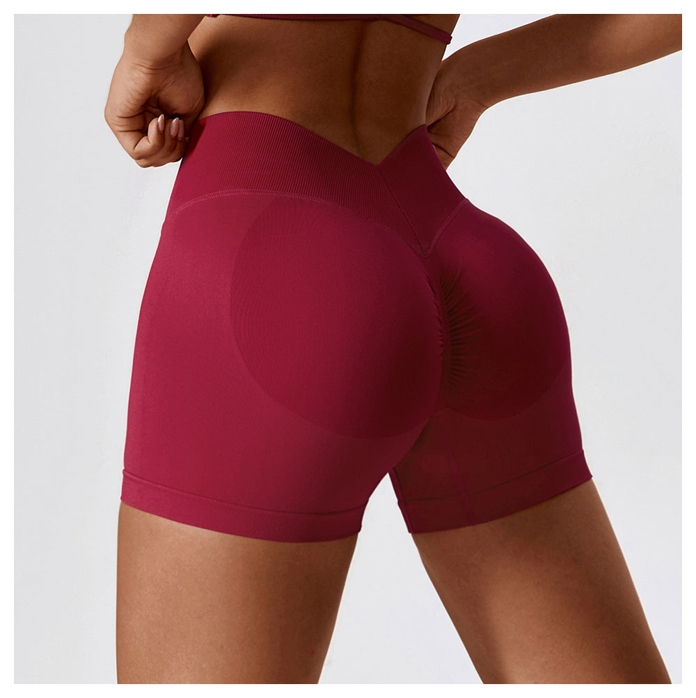 High Waist Yoga Short Belly Contracting Hip Raise Fitness Pants