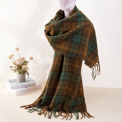 New Complex Plaid Scarf Thickened Autumn And Winter Soft Scarf