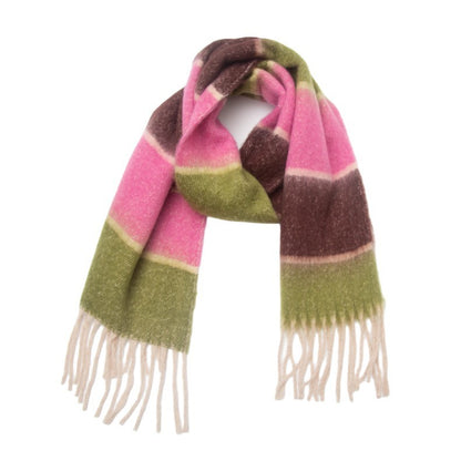 Men's And Women's Yarn Thick Tassel Striped Scarf