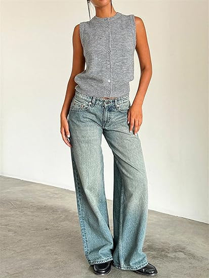 Street Wide Leg Denim Women's Pants