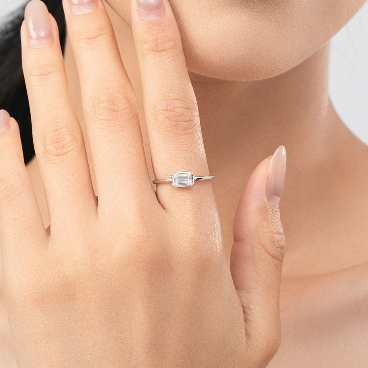 Anillo de compromiso de boda con forma de corazón en plata de ley S925