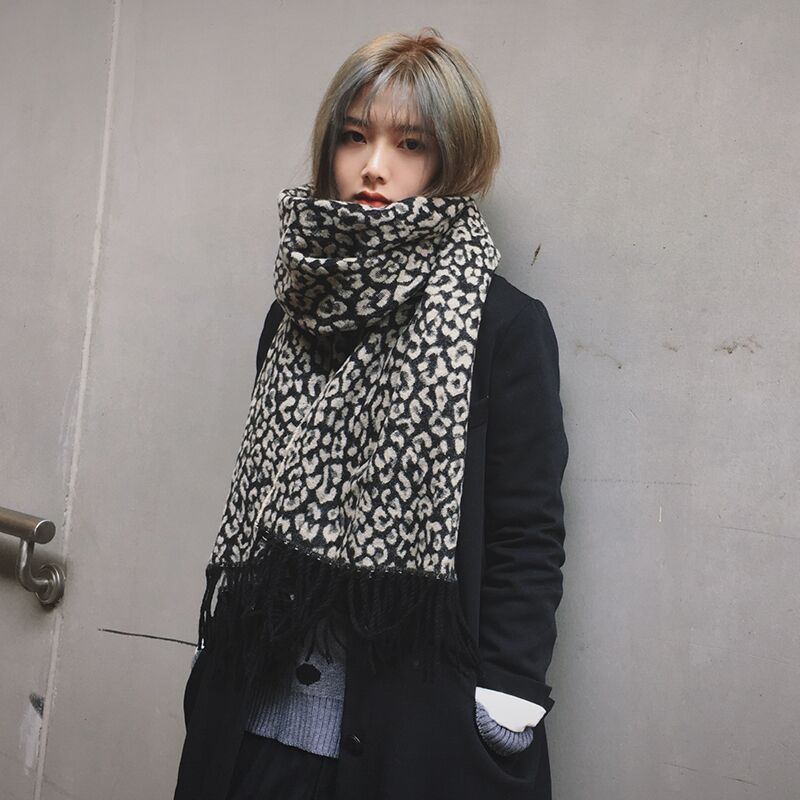 Women's Thick Warm Shawl Leopard Print Scarf