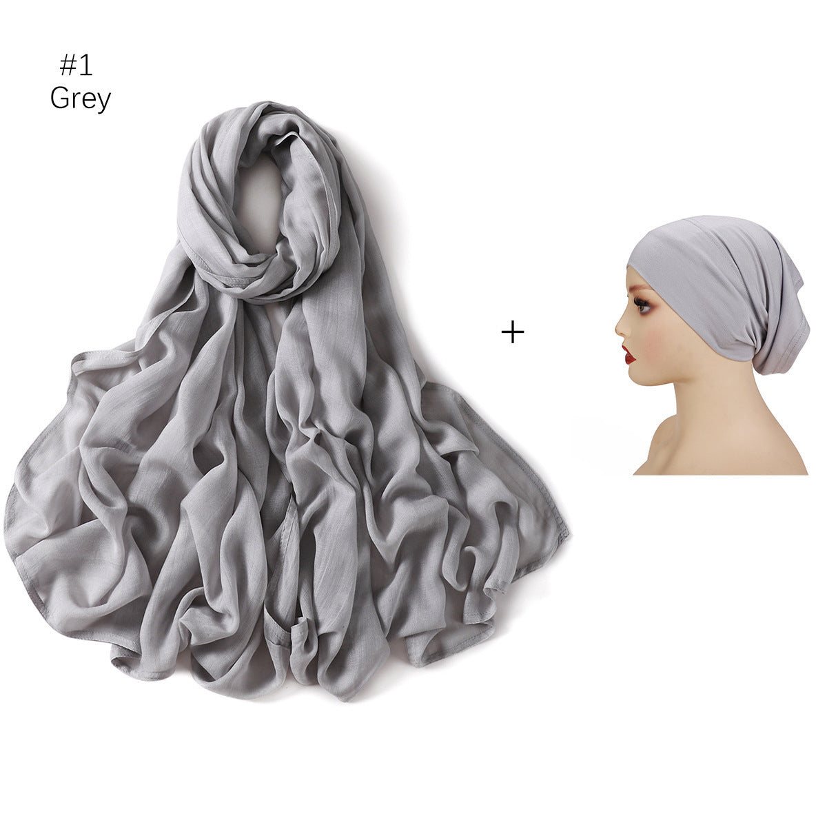 Large Size Scarf Bottoming Hood Same Color Wide Edge Smoke Pipe Cap Combination Set