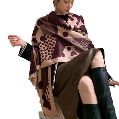 Casual Polka Dot Artificial Cashmere Warm Printing Long Scarf Shawl