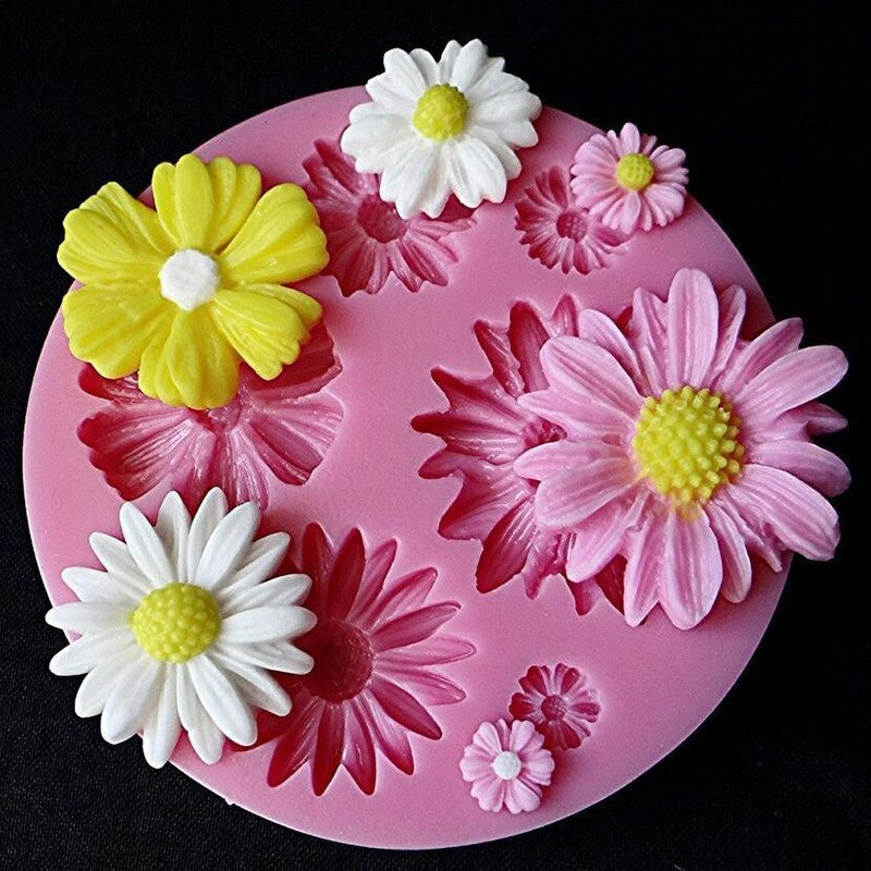 Molde de silicona para tartas con fondant y flores en 3D para hacer tú mismo