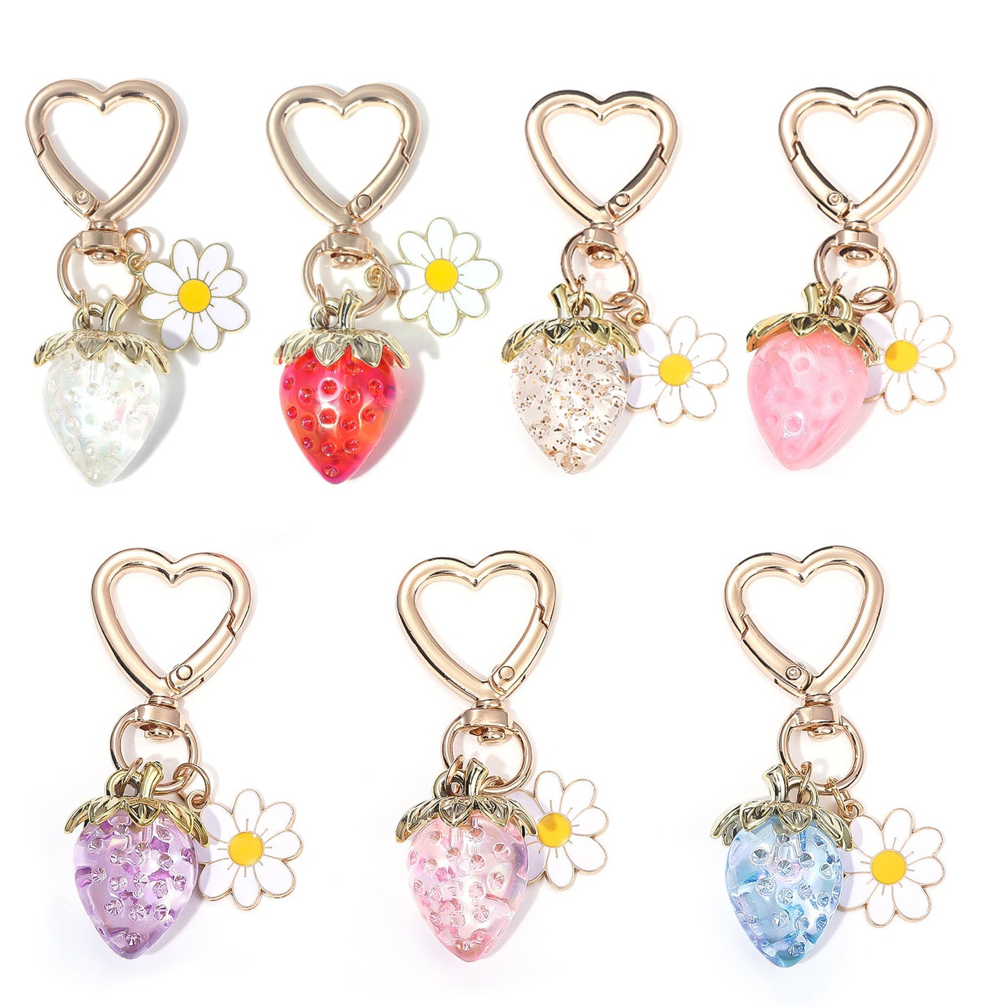 Strawberry Heart-shaped Keychain Accessory Pendant