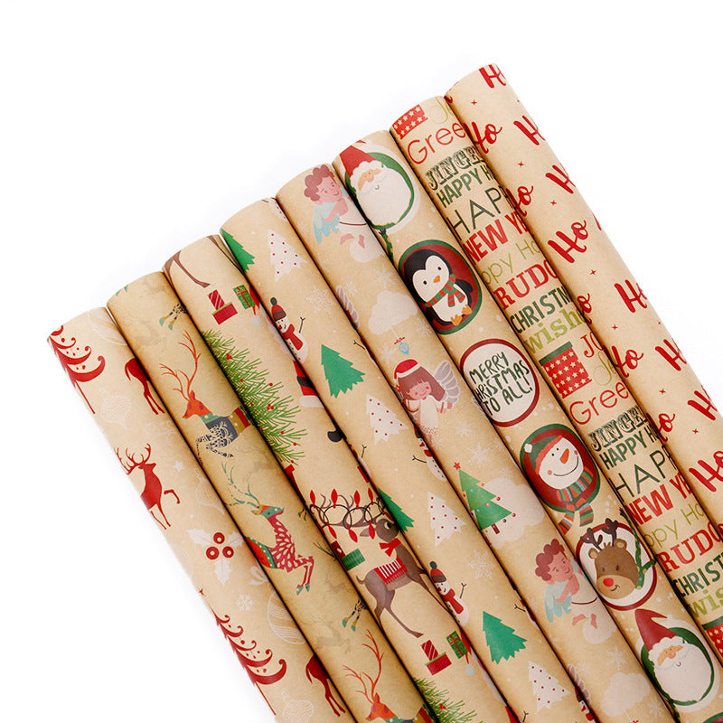 Kraft Paper Creative Gift Box Decorative Paper Santa Claus Snowman Snowflake Wrapping Paper