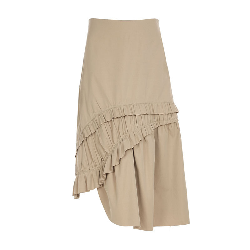 American Retro Clay Style Irregular Pleated Skirt