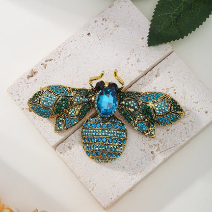 Broche de abeja de cristal con joyas de estilo antiguo para hombres y mujeres, estilo retro de dopamina