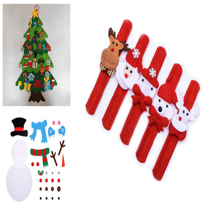 Árbol de Navidad de fieltro para bricolaje, regalo de Año Nuevo para niños pequeños, juguetes hechos a mano, adornos para colgar en la pared de la puerta, juego de decoración para fiestas navideñas y hogar