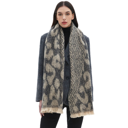 European And American Short Beard Large Leopard-print Scarf Shawl